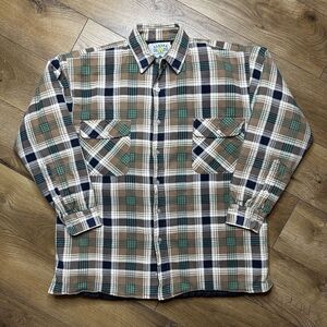 Alaska Wilderness Gear Mens Shacket Plaid Flannel Quilted Vtg‎ Single Stitch L